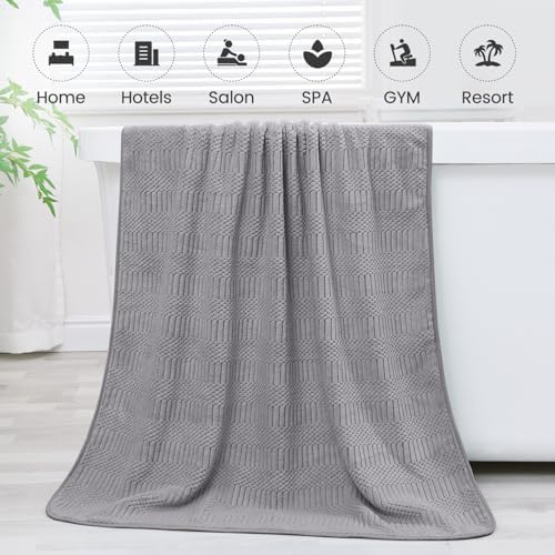 JML Microfiber Bath Towels with Hanging Hook, Set of 2, 30" x 60", Gray - Image 7