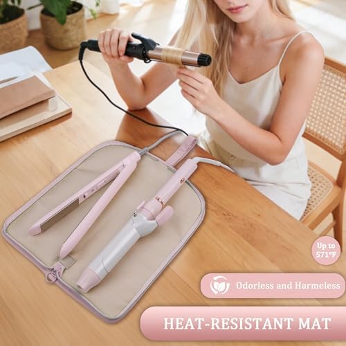 Lexeeco Hot Hair Tools Organizer Bag with Heat Resistant Mat 2 in 1 Pouch - Image 5