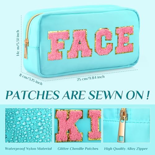 Remerry 4 Pcs Preppy Makeup Bags,Light Blue - Image 2