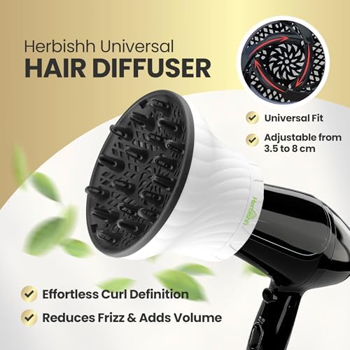 Herbishh Universal Hair Dryer Diffuser for Curly, Coily & Wavy Hair, White - Image 2