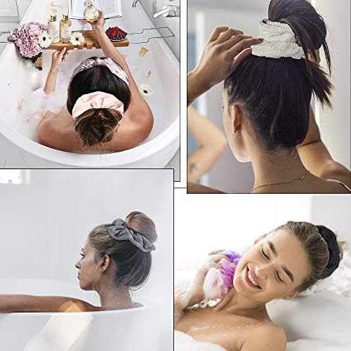 Ivyu Microfiber Hair Drying Scrunchies Towel Fiber - Buns Large Scrunchie for Curl Hair for Bed Shower Warp Wet Anti Frizz Hair Products Absorbent Fast Terry Cloth Scrunchy Gifts For Women Girls Pink - Image 2