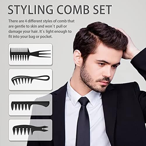 4 Pcs Styling Comb for Men Pompadour Hairstyling Wide Tooth Comb for Curly Hair Slicked Back Hair Comb for Men Saloon Professional Hairstyle - Image 5