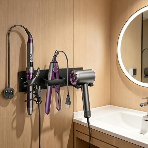 Hair Dryer Holder Wall Mount, Easy Assemble Hair Tool Organizer - Image 5