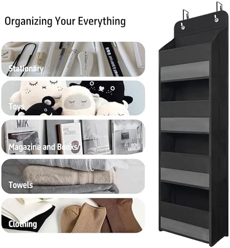 GCreation Over Door Organizer for Bedroom Bathroom Pantry, 4 Shelf Black - Image 6
