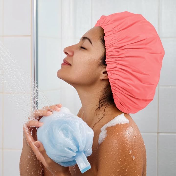 Edoneery Shower Caps for Women Reusable Waterproof, Shower Hair Cap - Image 4