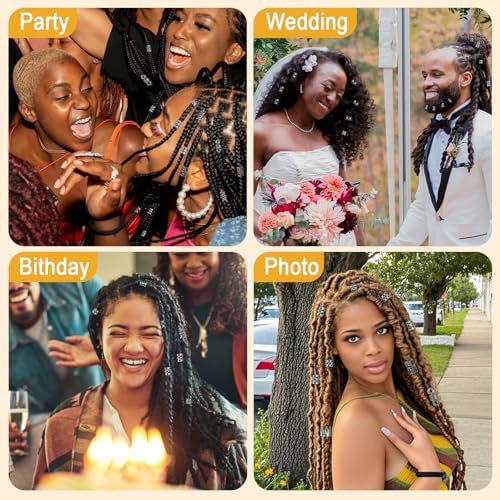 220 Pcs Viking Gold Hair Accessories for Braids Loc Jewelry for Women Hair Dreadlock Metal Hair Beads Rings Cuffs for Braids Beard Decoration Silver - Image 6