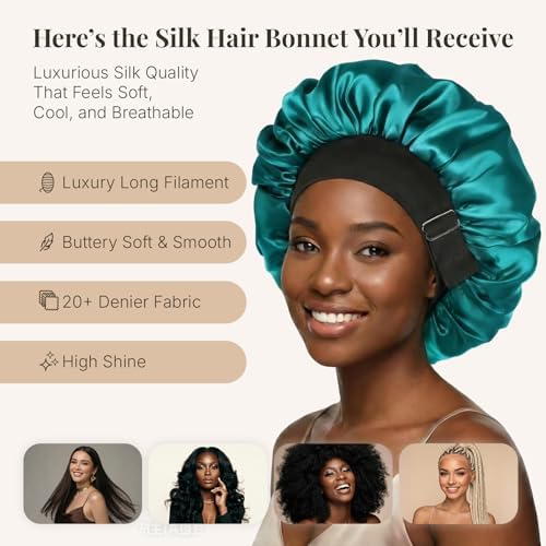 2PCS Silk Hair Bonnet for Sleeping Women - Satin Bonnet for Sleeping Double Layer Adjustable Sleep Cap for Curly Hair - Image 3