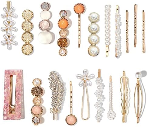 Mehayi 20 PCS Pearl Hair Clips Set Fashion Korean Acrylic Resin Hair Barrettes, Bobby Pins Hairpins for Women and Ladies Girls Headwear Styling Tools, Hair Accessories for Decorative Party Wedding by Mehayi