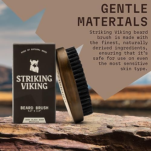 Striking Viking Beard Brush for Men - 4.3 in, Beech Wood Handle, Brown - Image 2
