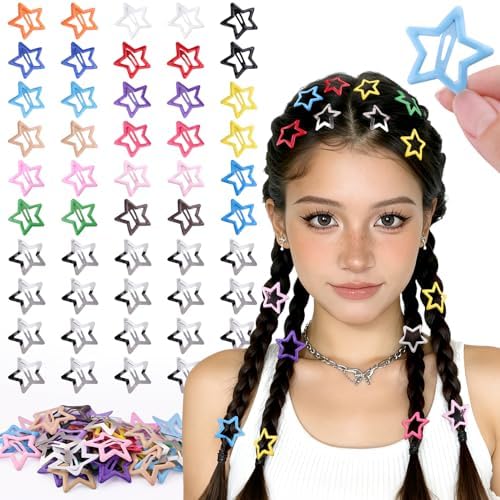 50PCS Colorful & Silver Star Hair Clips,1.18 Inch Y2K Star Hair Accessories by TINKRSTUFF