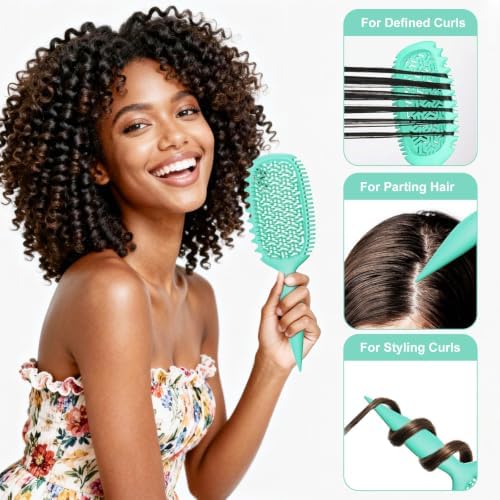 Curl Defining Brush with Wide & Narrow Teeth, Defines & Detangles Men/Women - Image 5