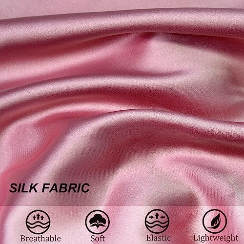 Silk Bonnet for Sleeping Satin Bonnets Double Layer Reversible Hair Cap Bonnet for Women Long Curly Braid Hair (Dusty Pink) - Image 4