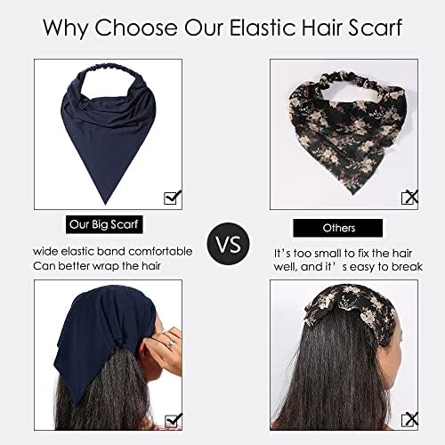 Vercret Hair Scarf Headband for Women,Boho Bandana Pretied Elastic Kerchief - Image 4