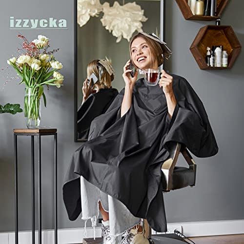 izzycka Professional Barber Cape With Armholes - Hands Free All Purpose 64"x56" Large Waterproof Salon Capes for Hair Stylist - Nylon Hair Cutting Cape For Hair Dye, Hair Color,Haircut - Black - Image 6