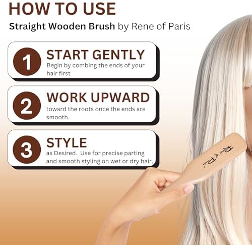 Wig Brush Detangling Comb for Synthetic Fibers Wooden Hair Brush for Wigs - Image 3