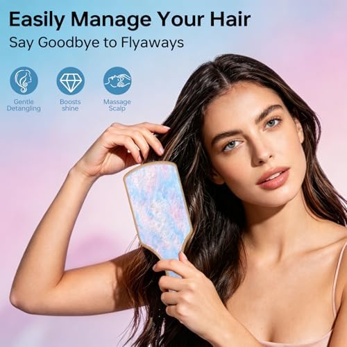 Bamboo Paddle Hair Brush for Women, Detangling & Scalp Massage - Image 4