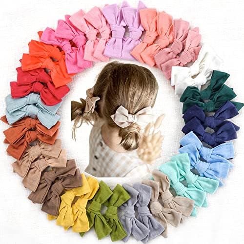 CÉLLOT 40 Pieces Girls Hair Bows Linen Fabric Bows Alligator Clips Hair Accessories for Little Girls Toddlers Kids and Teens by C%C3%89LLOT