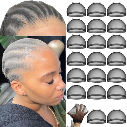 FDBJulyy 20 Pcs Black Transparent HD Wig Cap, Thin Nylon Cap for Women, Suitable for Parties, Weddings, Graduations, Halloween by FDBJulyy