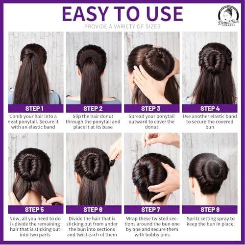 Teenitor Hair Bun Maker, Hair Buns for kids Girls, Hair Donuts, Ballet Bun Maker,4 Size, Light Brown - Image 5
