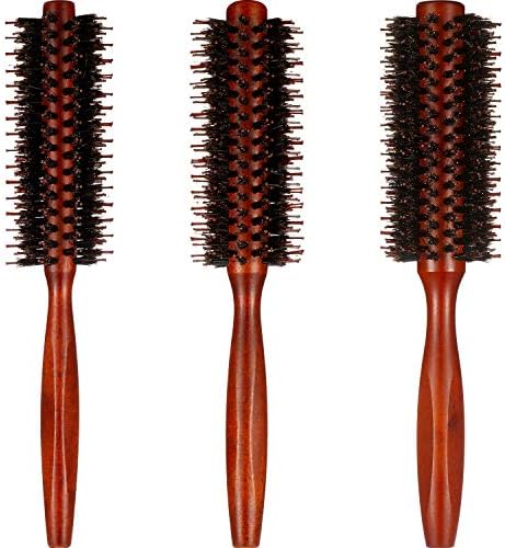 Boao 3 Pack Boar Bristle Round Hair Brushes Wooden Small Medium Large Set by Boao