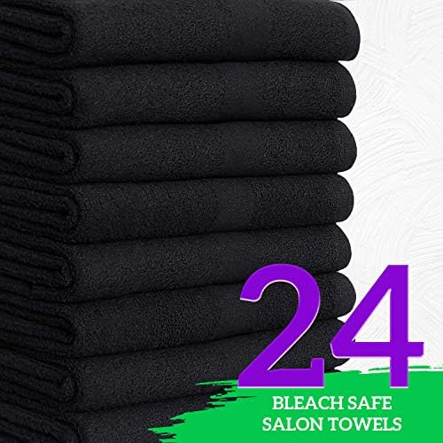 GREEN LIFESTYLE Black Bleach Proof Towels Bulk Sets 100% Cotton 16' X 25' Premium Spa Quality, Super Soft and Absorbent for Gym, Pool, Spa, Salon and Home 24 Pack - Image 2