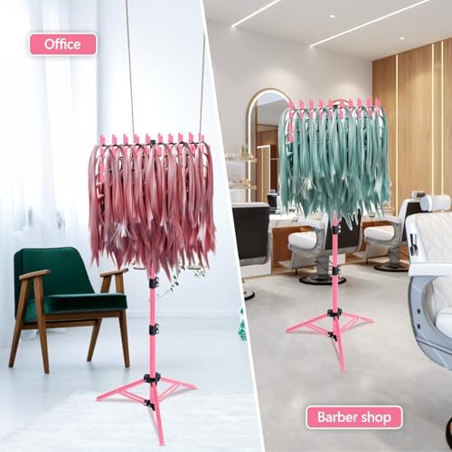 Braiding Hair Rack Standing Hair Extension Holder Hanger, 144 Pegs Hair Divider Rack for Braiding Hair Separator Stand Display Stand (red) - Image 5