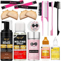 Lace Glue Kit Complete Set with Lace Tint Mousse, Lace Melting Spray Wig Glue for Women's Wigs and Hairpieces - Wig Installation Kit & Tape in Extension Rmover & Cap (Dark Brown) by Goiple