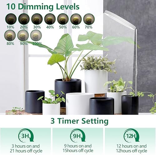WaterRebirth PGL06 Ring Plant Grow Light, 6.3 Inch 14W Full Spectrum Grow Lamp with Timer, 10 Brightness & 3 Modes, Adjustable Height 9.5‑59 Inch for Large Potted Indoor Plants - Image 4