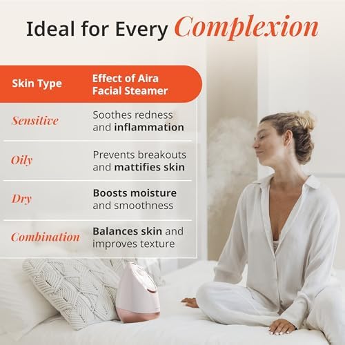 Vanity Planet Aira Ionic Facial Steamer (Rose Gold) - Pore Cleaner that Detoxifies, Cleanses and Moisturizes - Adjustable Nozzle, Water Tank with 3 Essential Oil Baskets - Image 6