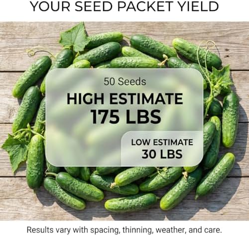 50 Boston Pickling Cucumber Seeds for Planting - Heirloom, Non-GMO, USA Grown - Crisp 3-5" Fruits - RDR Seeds - Image 2