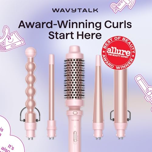 Wavytalk 5 in 1 Curling Wand Set with Thermal Brush & 0.5"-1.25" Barrels - Image 3