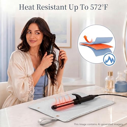 Hot Tools Travel Bag with Heat Resistant Mat, 2-in-1 Hair Tools Organizer Bag for Curling Iron, Flat Iron, Portable Holder & Mat with Cord Pocket for Home Travel(White) - Image 3