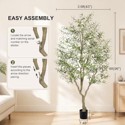 LYERSE 8ft Olive Tree with Large Olive Branches and Lifelike Leaves - Image 2
