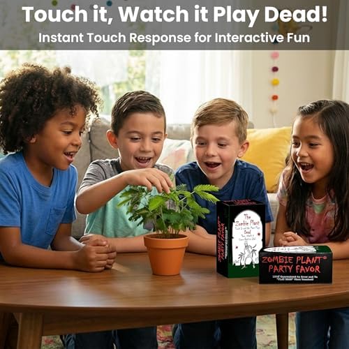 Zombie Plant Party Favors (2) Plays Dead When Touched! Includes Soil, Seeds & Mini Flower Pot. Supplies for Zombie Themed Birthday. Plant it as a Fun Indoor Science Activity - Image 2
