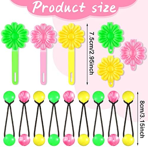 72 Pcs Hair Accessories Set - Self-Hinge Barrettes, Balls, Bows, Flowers, and Plastic Clips for Girls, Baby, and Toddler in Yellow, Green, and Pink - Image 2