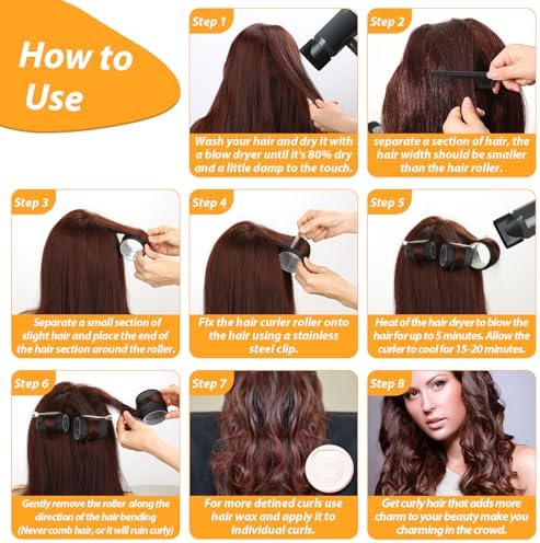 39PCS Self Grip Curlers 3 Sizes - Black 2.5in, 1.9in, 1.4in Rollers with Duckbill Clips for Long, Medium, Short, Thick, Fine Hair Volume and Bangs (Black) - Image 4