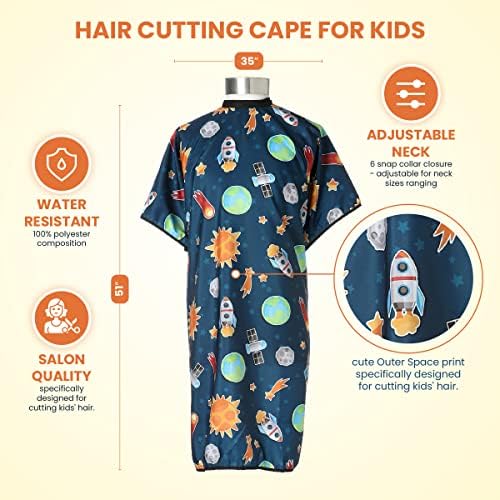 Kids Hair Cutting Cape - Outer Space - Water-Resistant Salon Cape for Kids - Image 2