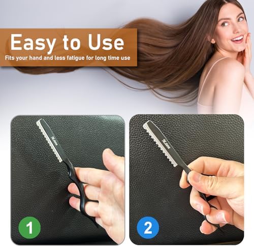 Hair Razors For Cutting Hair 6.89", Styling Thinning Razor - Black - Image 5