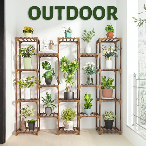 Plant Stand Indoor Outdoor, 17 Tiered Plant Shelf Wood Plant Rack - Image 6