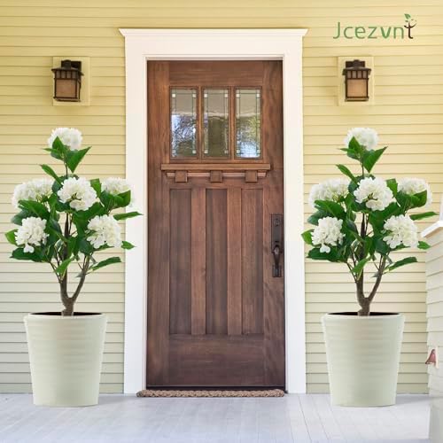 Artificial Hydrangea Tree 2 Pack, 3FT Faux Hydrangea Plant in Pot with White Flowers, Greenery Potted Plant for Indoor Outdoor Office Home Porch Decor, White - Image 6