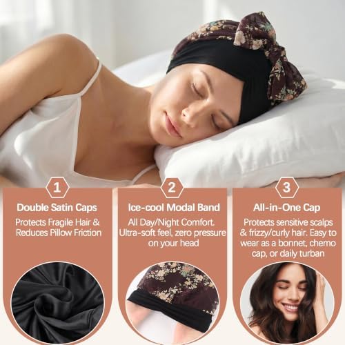 Ababalaya Satin Lined Head Wrap Chemo Headwear for Women - Image 4