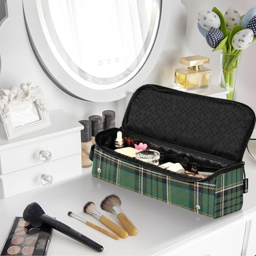 Tartan Buffalo Plaid Verdant Hair Tools Travel Bag Travel Organizer Pouch with Heat Resistant Mat Portable Carrying Case for Hair Dryer Curling Iron Flat Irons - Image 7