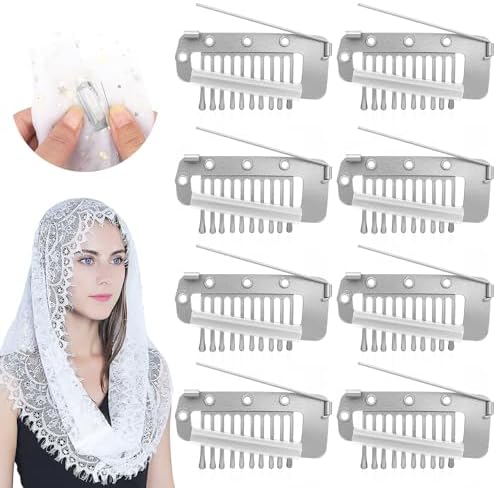 Vodolo Chunni Clips with Safety Pins,8 PCS Strong Chunni Grip Dupatta Setting Clips Indian for Woman Silver by Vodolo
