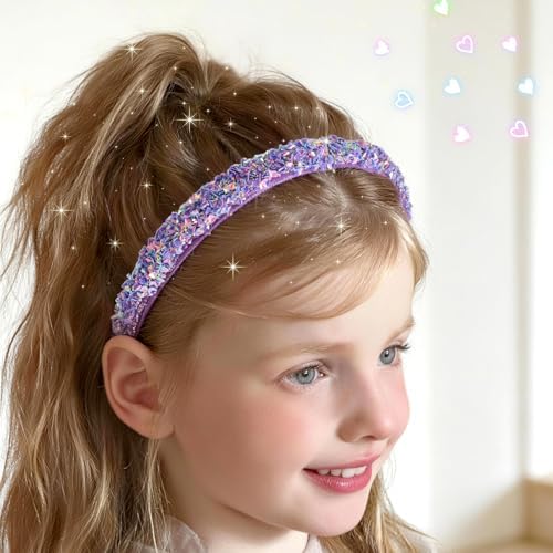 WSYUB Headbands for Girls, Sequin Thin Headband Set for Kids - Image 4