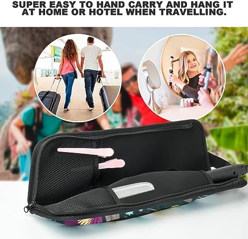 Beautyflier Universal Curling Iron Travel Bag, Canvas Heat-Resistant Curling & Flat Iron Holder Tote Bag, Hot Curling Iron Holder for Hair Tools Travel Case or Daily Use (Color Flower) - Image 5