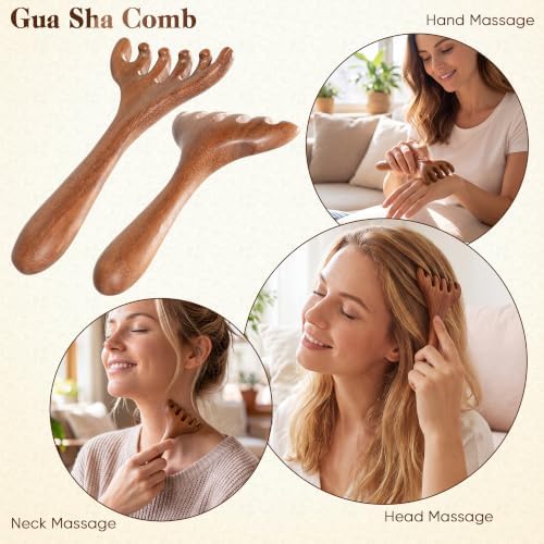 BFWood Gua Sha Hair Brush Set, Metal Bristle Brush & Scalp Massage Combs - Image 4