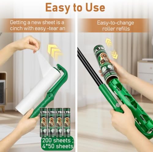 VOUBIEN 10" Large Lint Roller Refills for Pet Hair Extra Sticky, 4 Rolls - Image 4