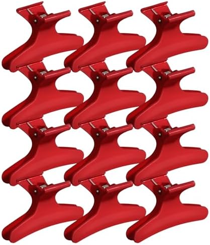Ondder Red Butterfly Hair Clips for Styling Sectioning Pro Salon Butterfly Plastic Claw Clips Hair Styling Clip Barber Clips for Cutting, Coloring Hair, Hair Accessories for Women Girls by Ondder