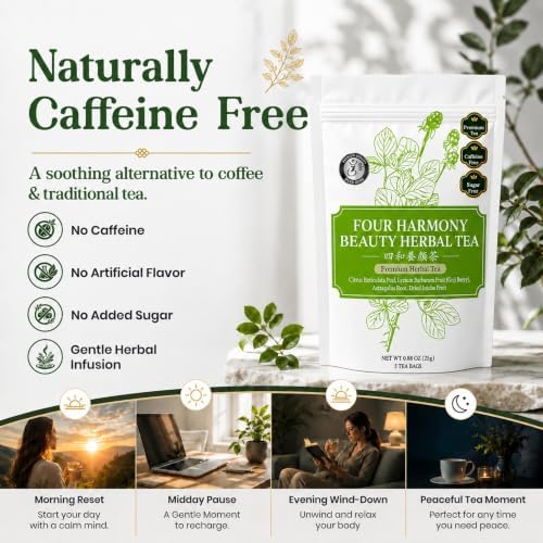 Herb Guru Herbal Tea, Four Harmony Beauty Goji & Jujube, 5 Bags (50 Cups) - Image 6