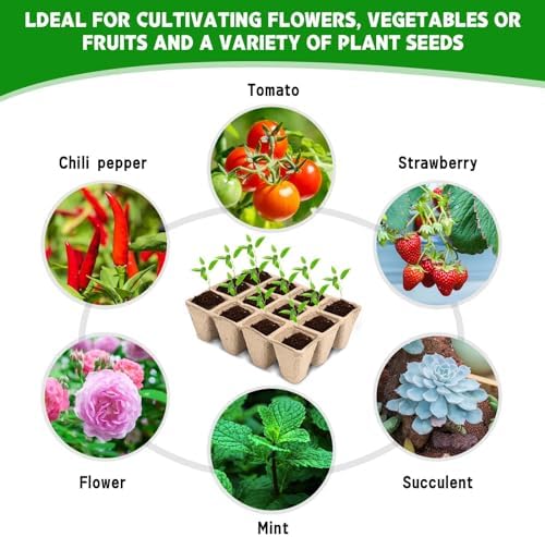 10 Packs Seedling Starter Trays, 120 Cells Biodegradable Seed Starter Plant Pots，Seed Germination Starter Tray Kit with 20 Labels, 2 Transplant Tools - Image 5